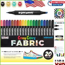 20 Unique Colors Dual Tip Fabric &amp; T-Shirt Marker Set - Non-Toxic Art Su... - $507.61 MXN
