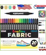 20 Unique Colors Dual Tip Fabric &amp; T-Shirt Marker Set - Non-Toxic Art Su... - $507.61 MXN