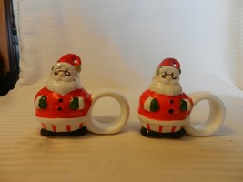 Vintage Ceramic Santa Claus Salt &amp; Pepper Shakers Set with Handles from Taiwan - $28.50