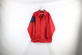 Vintage 90s Nike Mens Medium Travis Scott Mini Swoosh Coach Coaches Jacket Red - $69.25