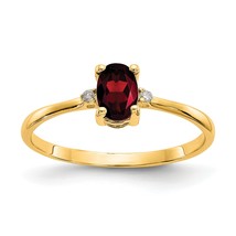 14K Gold Diamond &amp; Garnet Birthstone Ring - £117.14 GBP