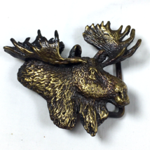 Leoma Lovegrove Brass Buckle 3D Moose Heavy Signed Vintage 1979 - $64.00
