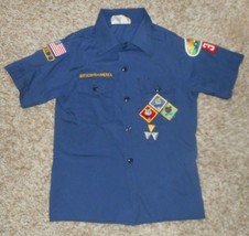 Vintage Boy Scouts Of America Blue Uniform Shirt W/ Patch Youth Medium Missouri - £22.01 GBP