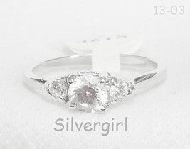 Clear White Gold 3/5 mm CZ Cluster Ring Size 7 - £15.92 GBP