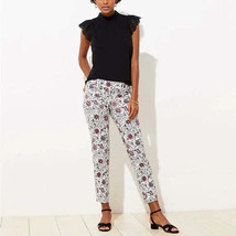 Loft White Cream Floral Riviera Cropped Pants, Size 6 - £27.69 GBP