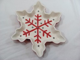 Hallmark Snowflake Shaped 8”x8” Christmas Holiday Serving Dish Candy Nuts Red - £10.06 GBP