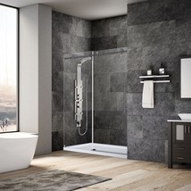 44-48&quot;Wx76&quot;H Frameless Sliding Shower Door ULTRA-C Matte Black by LessCare - £608.43 GBP