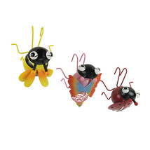 Set of 3 Metal Insect Flower Pot Décor Bumble Bee Ladybug Butterfly Figurines - £23.33 GBP