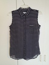 Liz Claiborne Ladies Sleeveless Navy Sheer Button Top w/STARS-S-NWOT-CUTE - £4.61 GBP