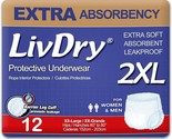 LivDry Adult  Incontinence Underwear, Extra Absorbency 2XL 12-Pack - £18.30 GBP