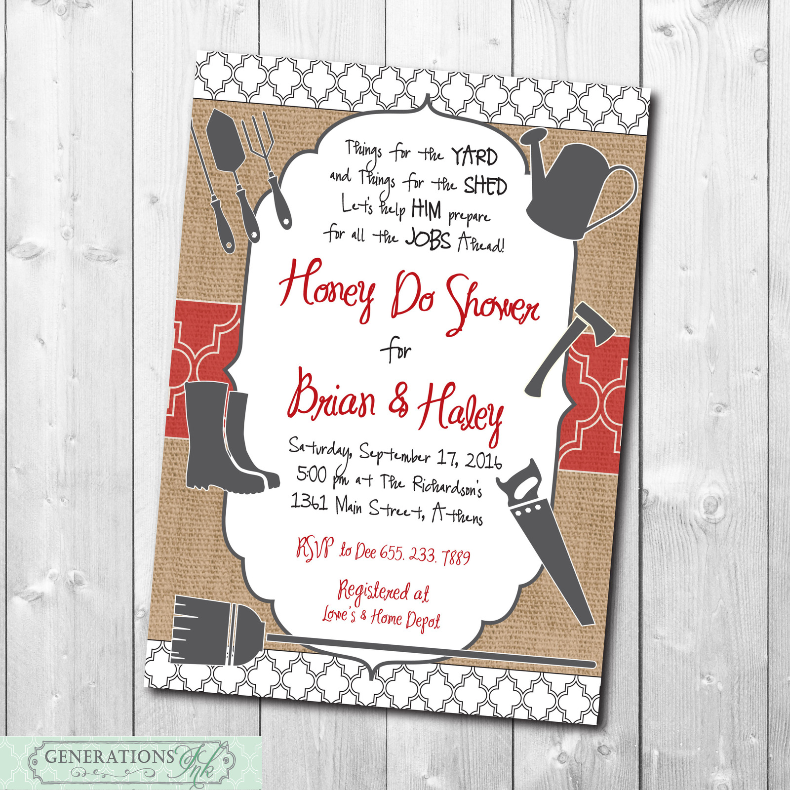 Primary image for HONEY DO Shower Invitation printable/Digital File/Tool Shower, Couples Shower