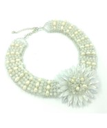 Handmade Unique Design17&quot; Collar Necklace Freshwater Pearl-Crystal  #040 - £30.48 GBP