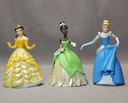 Disney Princess Figurines Belle, Cinderella &amp; Tiana Toys (3) Dolls Cake Toppers - £15.82 GBP