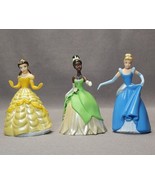 Disney Princess Figurines Belle, Cinderella &amp; Tiana Toys (3) Dolls Cake ... - £15.57 GBP
