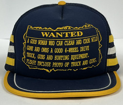 Vintage Sport Time 90&#39;s Three Stripe Blue &amp; Yellow Wanted Snapback Cap Hat - £11.40 GBP