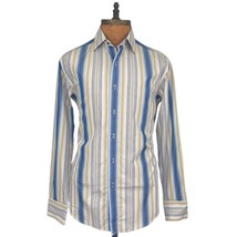 Robert Graham Dress Shirt Striped w/ Plaid Flip Cuff Long Sleeve Mens Sz... - £35.47 GBP