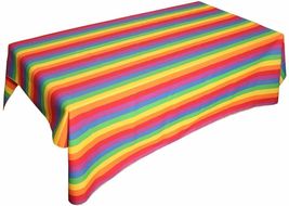 58&quot;x144&quot; Inch - Tablecloth Rainbow Stripes Cotton Party &amp; Special Events - £71.94 GBP