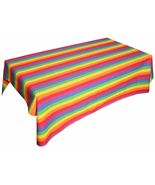 58&quot;x144&quot; Inch - Tablecloth Rainbow Stripes Cotton Party &amp; Special Events - £70.61 GBP