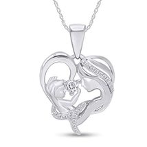 0.75 Carat Round Shape Gemstone Mom with Child Heart Pendant Necklace in... - £69.28 GBP+