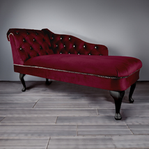 Regent Handmade Tufted Red Wine Purple Velvet Chaise Longue Bedroom Acce... - £254.36 GBP
