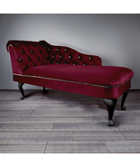 Regent Handmade Tufted Red Wine Purple Velvet Chaise Longue Bedroom Accent Chair - £251.62 GBP