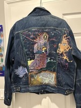 Vintage Lee Men&#39;s Denim Jacket -hand painted back  - $198.00