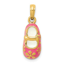 14k Pink Enameled 3D Baby Shoe Pendant YC807 - $381.74