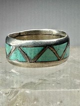 Zuni ring Turquoise band size 8 sterling silver women men - £60.59 GBP