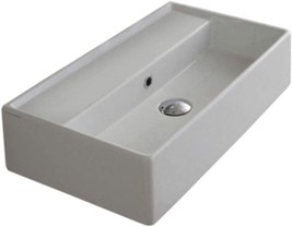 Rectangular Ceramic Wall-Mounted/Vessel Sink, White, Scarabeo, No Hole Teorema. - £300.54 GBP