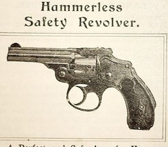 1895 Smith &amp; Wesson Revolver Hammerless Victorian Gun Advertisement Firearm - £19.57 GBP