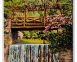 Waterfall and Bridge Fairmont Park Philadelphia Pennsylvania Linen Postc... - $2.92