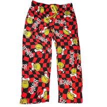 Dr. Seuss The Grinch Pajama Pants Womens XL Red and Black Checkered Lounge Sleep - £21.65 GBP