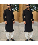 Men&#39;s Kurta With Shalwar Suit Handmade Top With Pants Set Party Wear Kur... - £33.82 GBP+