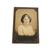 Vintage 1890s Cabinet Card Studio Portrait Of Woman in Gingham Patterned Dress - £29.28 GBP