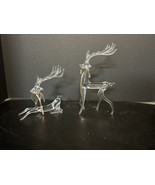 2 Vtg Silvestri Attributed Glass Clear Reindeers W/ Antlers Figurines - $49.49