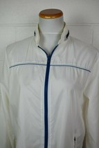 Vintage 70s Womens JC Penney White Nylon Windbreaker Jacket w. Hidden Hood L - £21.81 GBP