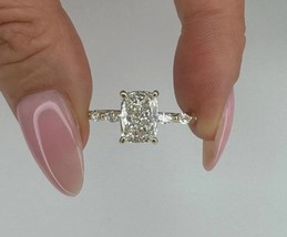 3.00 Cts Cushion Shape F/VS1 Lab Grown Diamond Engagement Ring 14k Yello... - $29,528.49 MXN