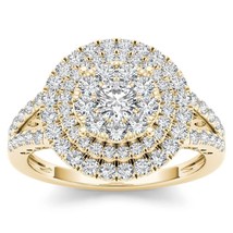 Authenticity Guarantee 
14K Yellow Gold 1ct TDW Diamond Cluster Double H... - £1,159.05 GBP