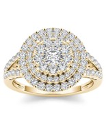 Authenticity Guarantee 
14K Yellow Gold 1ct TDW Diamond Cluster Double H... - $1,449.99