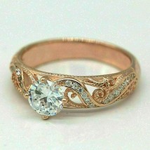 Antique 1.50CT LC Moissanite Filigree Engagement Ring 14K Rose Gold Plated - £61.41 GBP