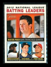 2013 Topps Heritage Batting Ldrs Baseball Card #7 Posey Mccutchen Braun Molina - $9.89