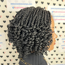 Short Curly Rope Twist Braid Twisted Braided Lace Closure Wigs For Black... - £114.00 GBP