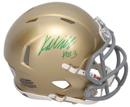 Kyren Williams Autographed (Green Ink) Notre Dame Mini Speed Helmet Beckett - £99.87 GBP
