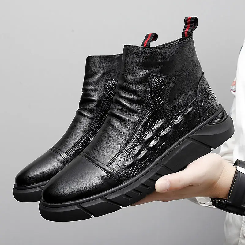 Men High-top Shoes Thick-soled Men Shoes Retro Wild Casual Workwear Boots  Non-s - £181.58 GBP