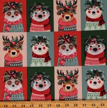 Cotton Christmas Animals Deer Bears Foxes Fabric Print by the Yard D505.72 - £11.92 GBP