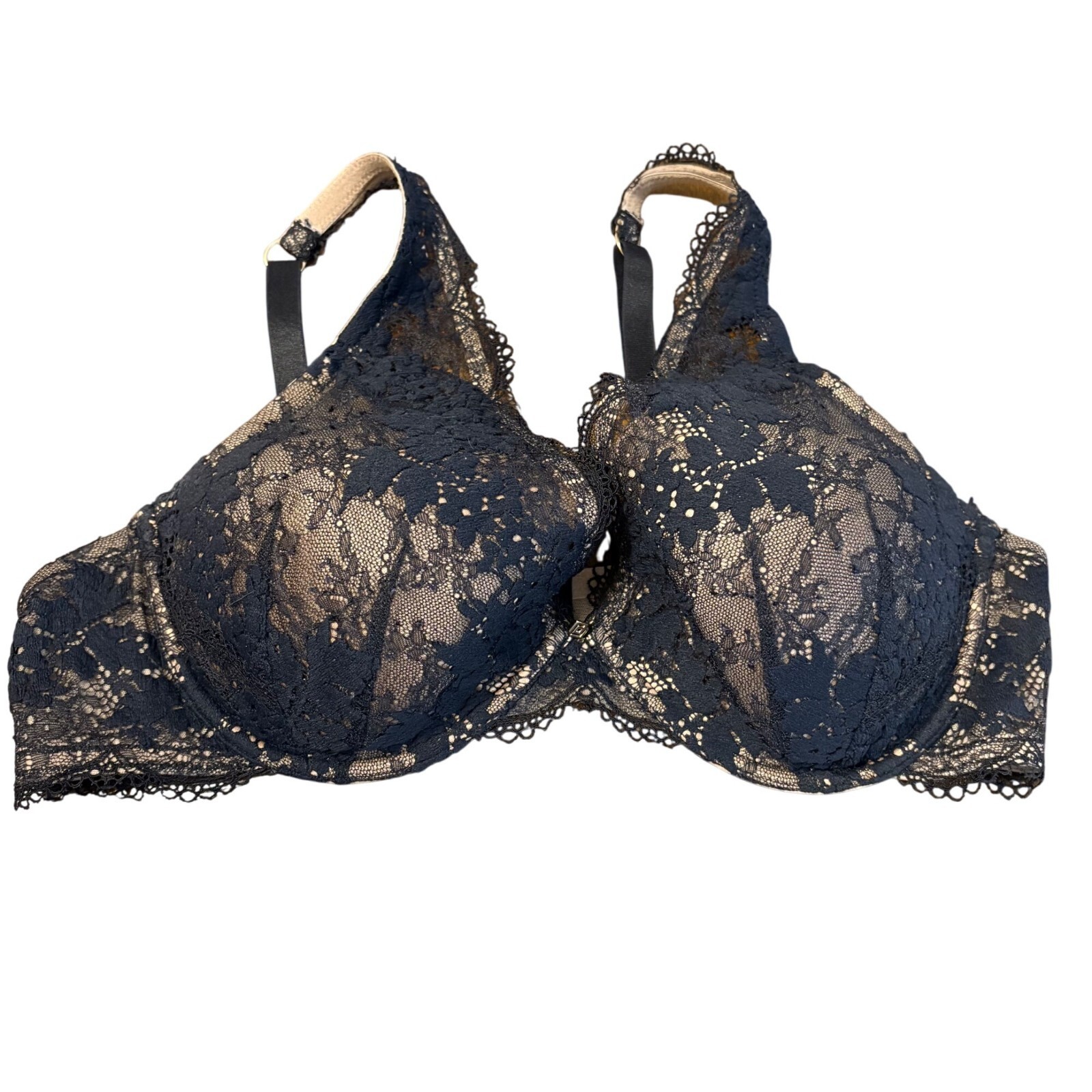 Thirdlove Lace Contour Plunge Black &amp; Beige Underwire Padded Bra 38D - £17.48 GBP