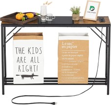 Console Table With Outlet And 2 Usb Ports, 41.7” Entryway Table, Rustic ... - $77.93