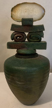 Signed Helene Fielder Ceramic Vessel Art Sculpture Geode Agate Top Perfu... - $193.05