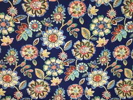 Richloom Daelyn Navy Blue Abstract Floral Outdoor Multiuse Fabric By Yard 54&quot;W - £7.88 GBP
