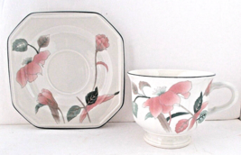 Porcelain Tea Cup &amp; Saucer Silk Flowers Mikasa Continental F 3003 Japan - £15.81 GBP
